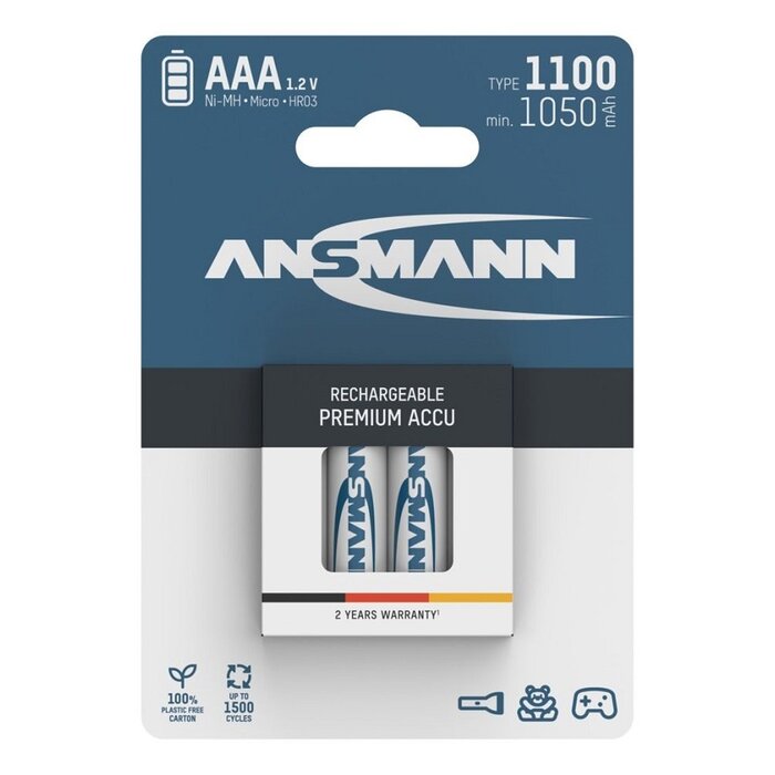 Ansmann oplaadbare AAA batterijen 1100mAh 4 stuks
