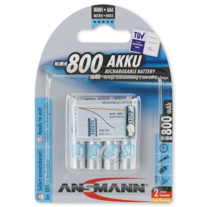 Ansmann oplaadbare AAA batterijen 800mAh 4 stuks
