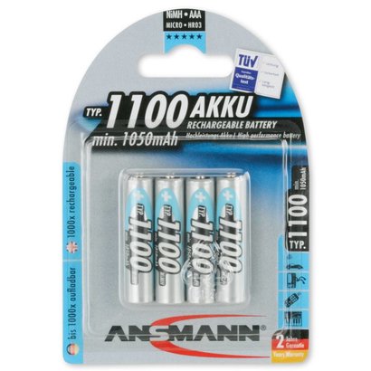 Ansmann oplaadbare AAA batterijen 1100mAh 4 stuks