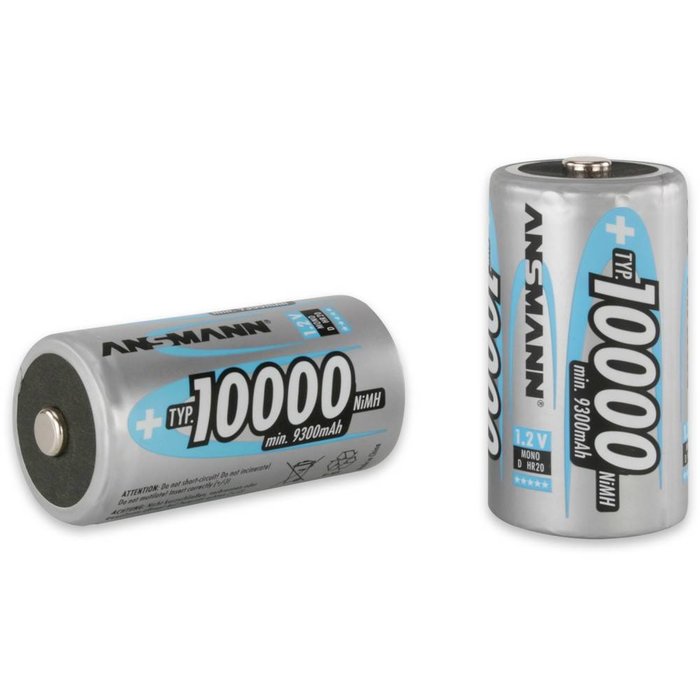 Ansmann oplaadbare D batterijen 10000mAh 2 stuks