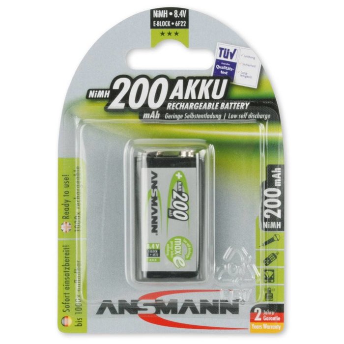 Ansmann oplaadbare 9V batterij 200mAh