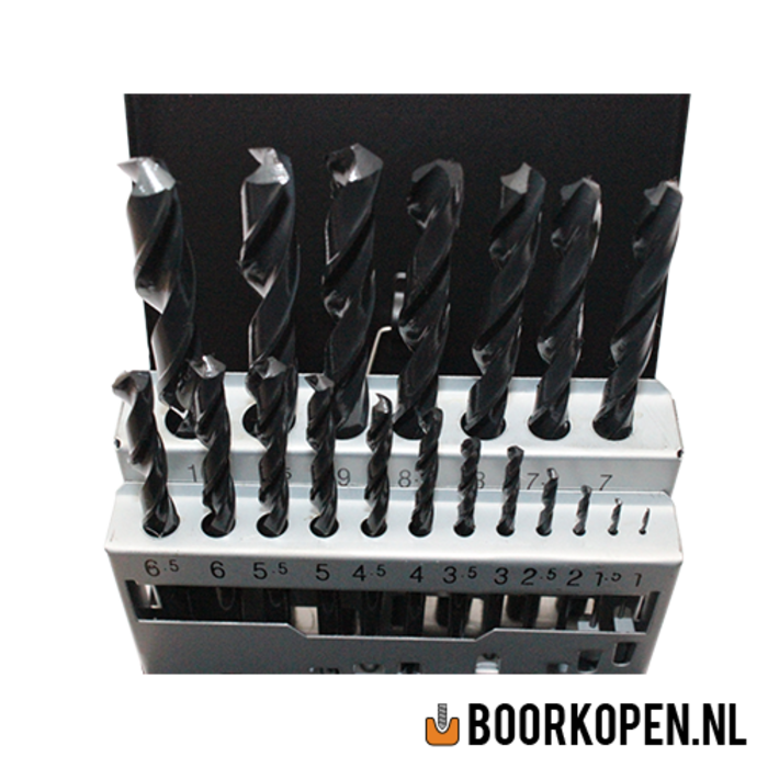 Cassette HSS rolgewalste metaalboren 19 delig