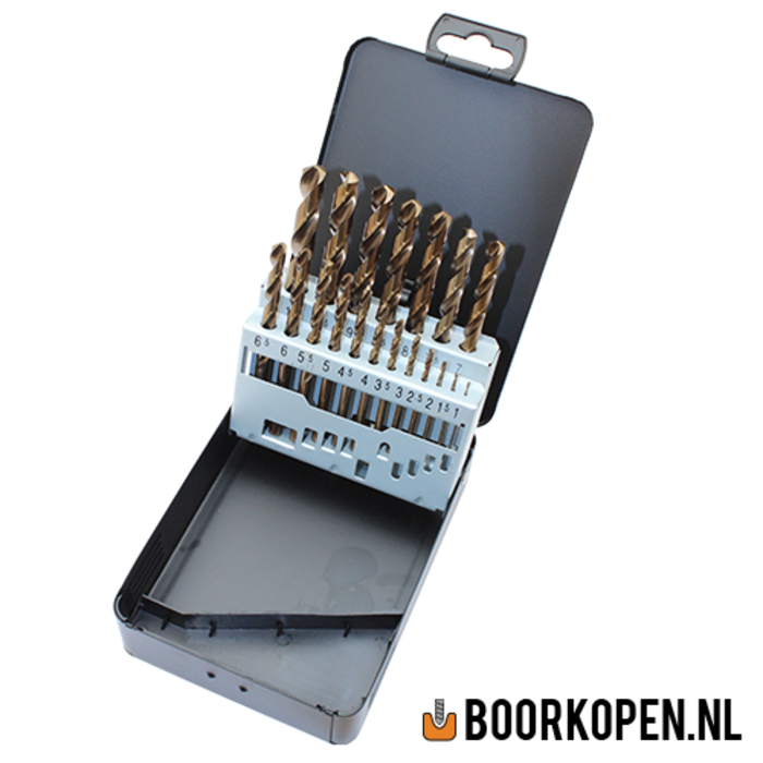 Cassette cobalt metaalboren 19 delig