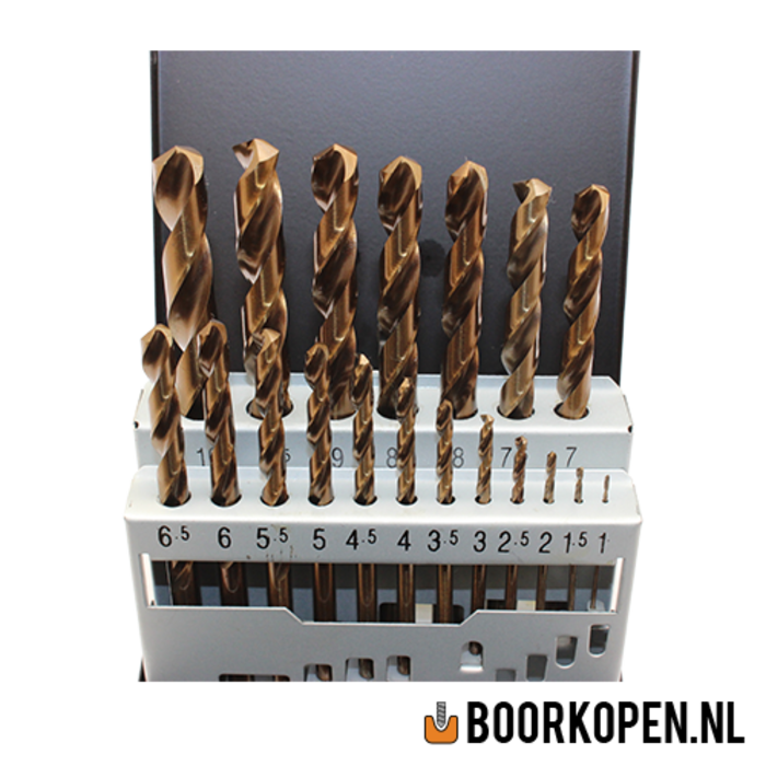 Cassette cobalt metaalboren 19 delig