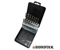 Cassette HSS geslepen metaalboren 19 delig