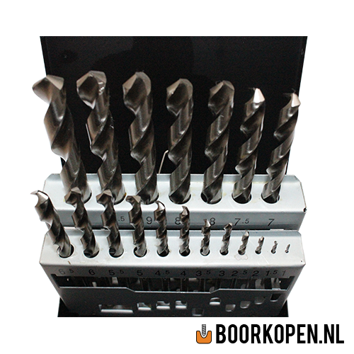 Cassette HSS geslepen metaalboren 19 delig