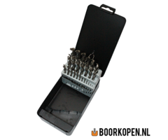 Cassette HSS geslepen metaalboren 25 delig