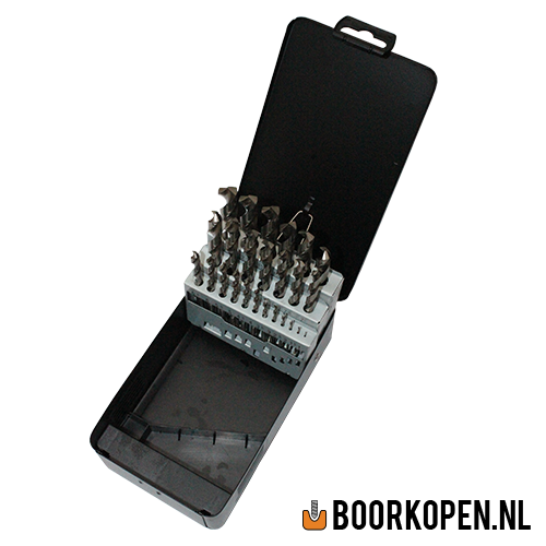 Cassette HSS geslepen metaalboren 25 delig