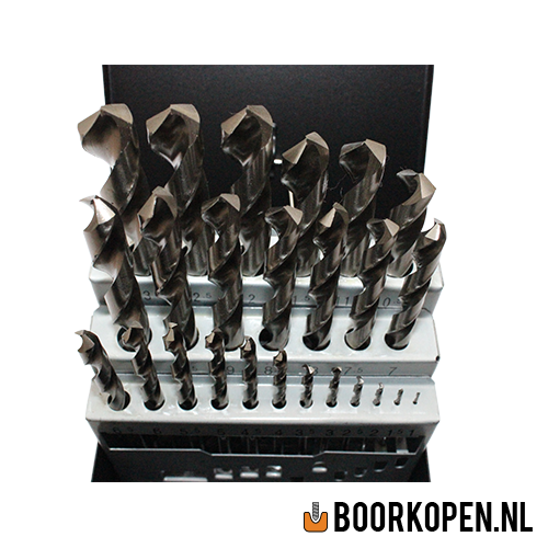 Cassette HSS geslepen metaalboren 25 delig