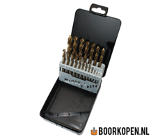 Cassette tin coated metaalboren 19 delig