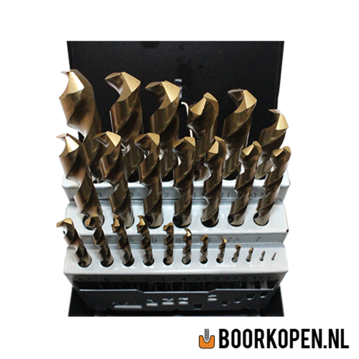 Cassette tin coated metaalboren 25 delig