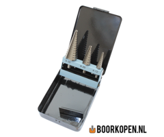 Cassette metaal stappenboren 3 delig