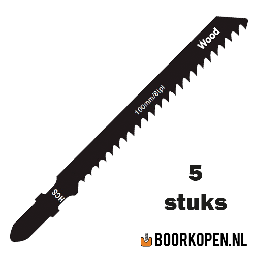 Zaagblad decoupeerzaag hout en PVC 75mm 8 TPI voor rechte zaagsnede