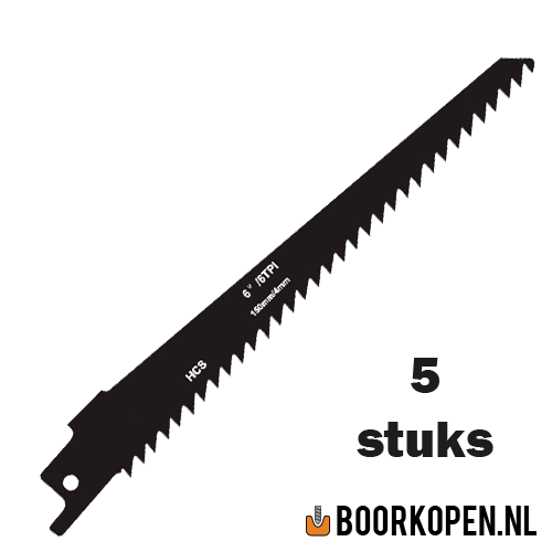 Zaagblad reciprozaag hout 150mm 6 TPI