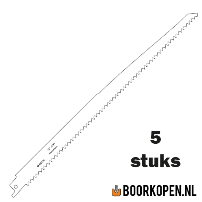 Zaagblad reciprozaag universeel hout en metaal 300mm 6 TPI
