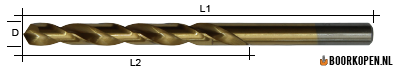 Metaalboor 4,1 mm HSS geslepen titanium gecoat