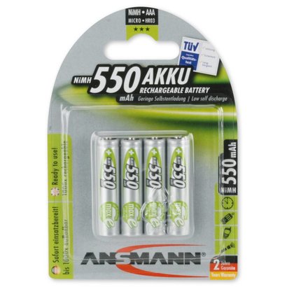 Ansmann oplaadbare AAA batterijen 550mAh DECT 4 stuks