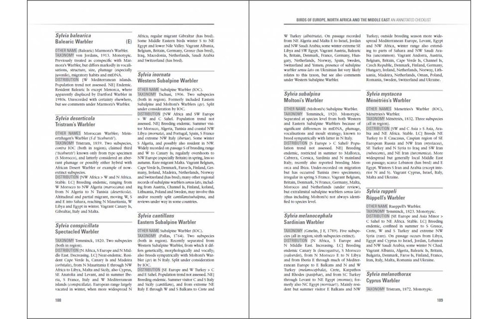 Birds of Europe, North Africa and the Middle East - An Annotated Checklist