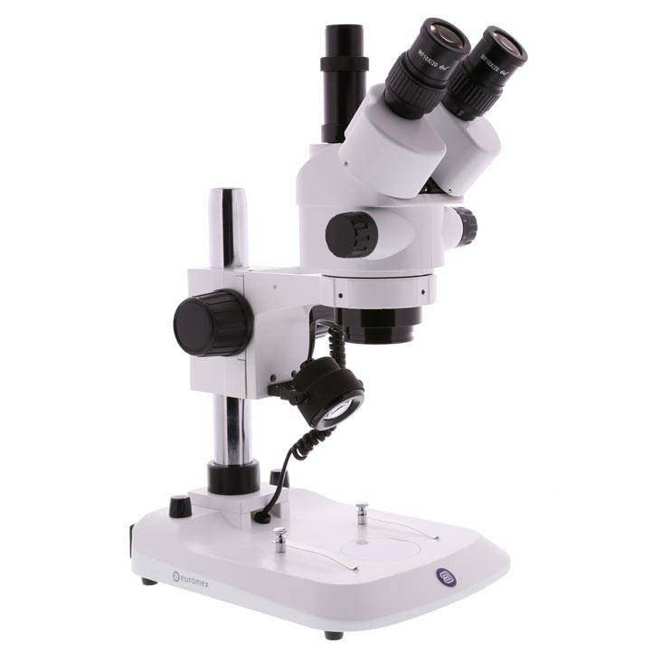 StereoBlue Trinoculaire Stereomicroscoop 7x/45x, Kolomstatief