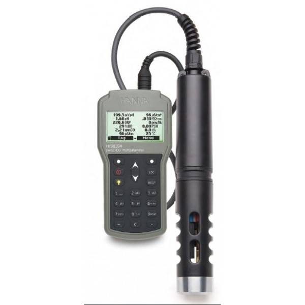 HI98194 Multiparameter pH/ORP/EC/TDS/Salinity/DO/Pressure/ Temperature Waterproof Meter with HI7698194/4 probe and 4m cable
