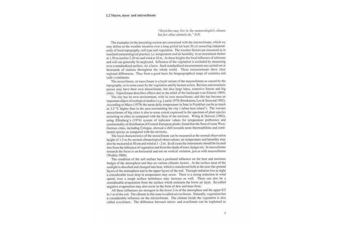 Microclimate, vegetation & fauna
