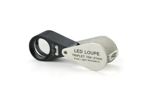 Klappbare Lupe Triplet 10x mit LED- und UV-Beleuchtung