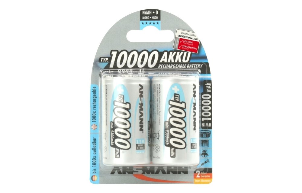 NiMH Premium maxE 10000mAh D - 2 pack