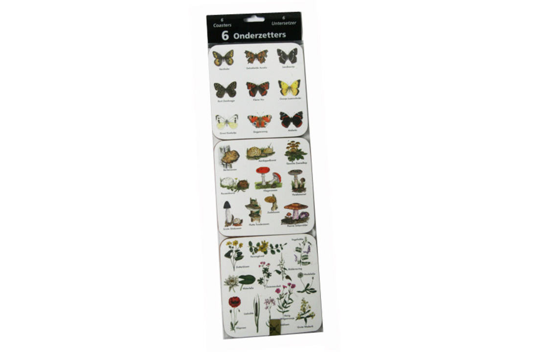 Set van 6 onderzetters; keuze uit 6 verschillende sets.