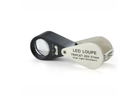 Folding Magnifier Triplet 20x with LED and UV lighting