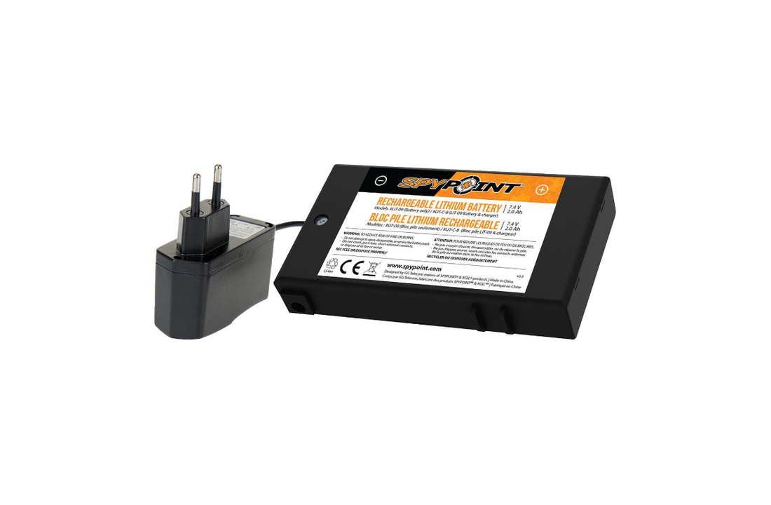 Lithium battery pack and charger for Spypoint