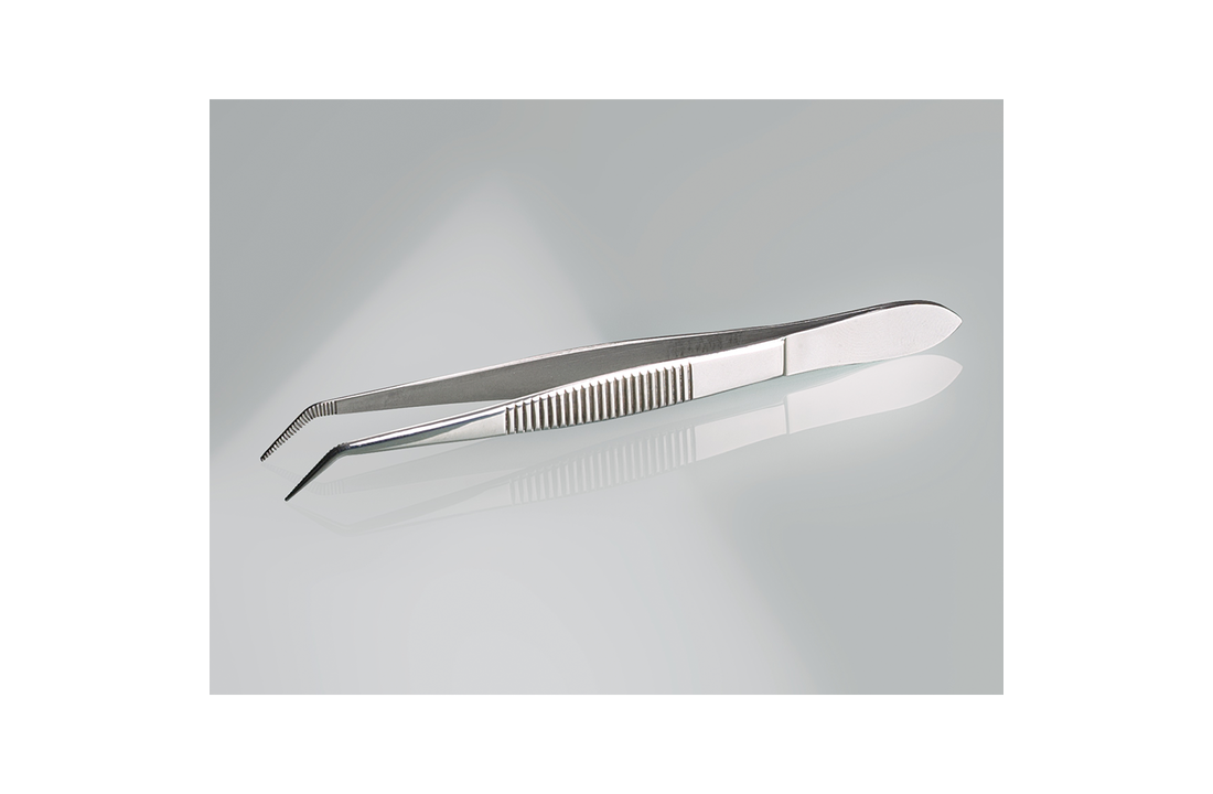 Forceps, stainless steel, with angled shape, 130 mm and 160 mm