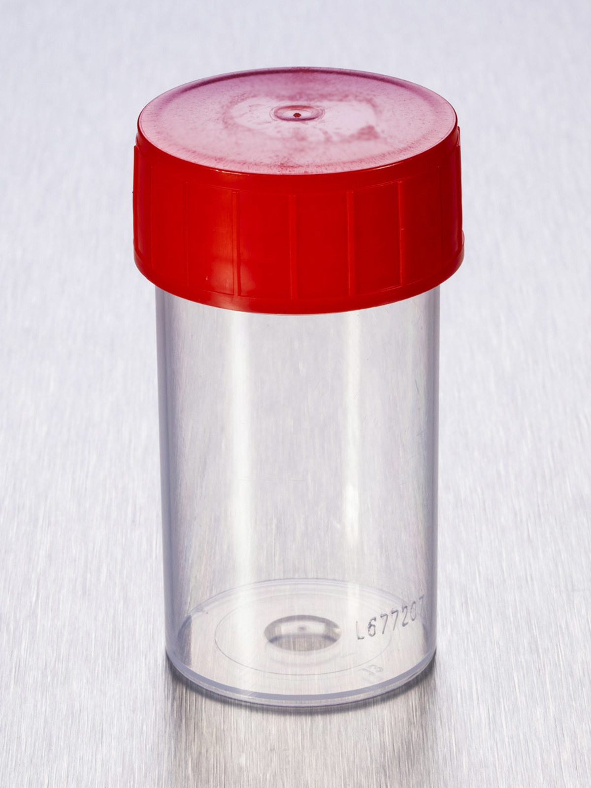 Verzamelpot PP aseptisch 60 ml  met schroefdeksel - rood