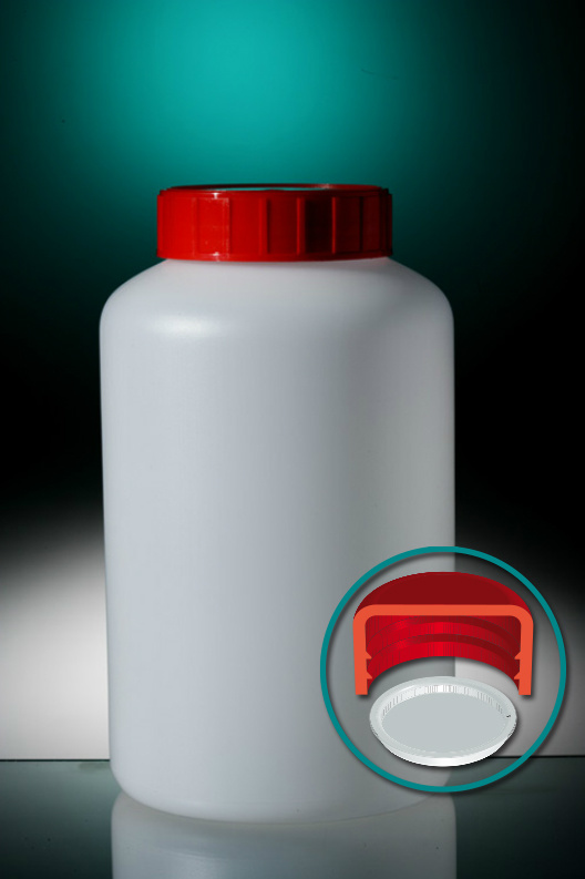 Pot HDPE Rond met schroefdop + inlegstop 1000ml