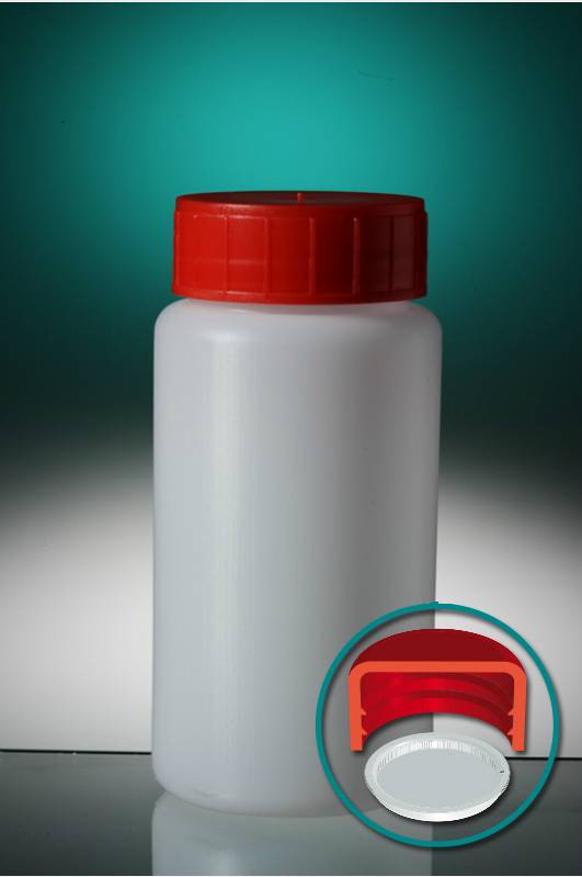 Pot HDPE Rond met schroefdop en inlegstop 250ml