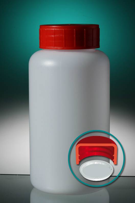 Pot HDPE Rond met schroefdop en inlegstop 500ml