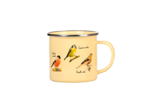 Enamel mug birds