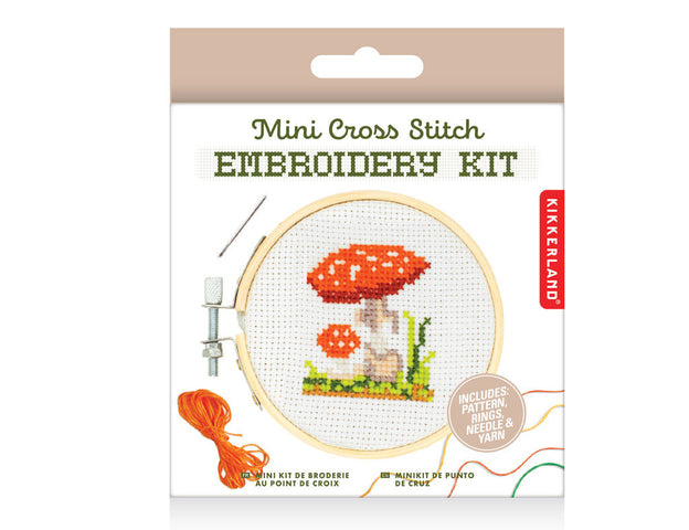 Kikkerland Mini Cross Stitch Embroidery Kit, Clrs