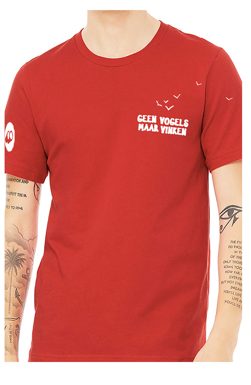 T-shirt Geen Vogels maar Vinken - rood