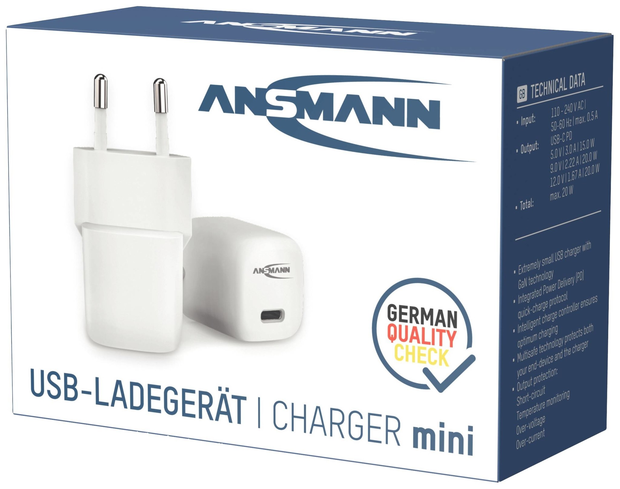 Ansmann Home Charger HC120PD-mini USB-Ladegerät 20W Steckdose