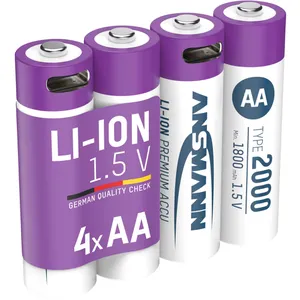 Rechargeable AA Batteries,4 Pc-1.5v AA Lithium Batteries,4-In-1 Type-C USB  AA Rechargeable Battery,2000 mAh AA Batteries Rechargeable,Lithum-Ion