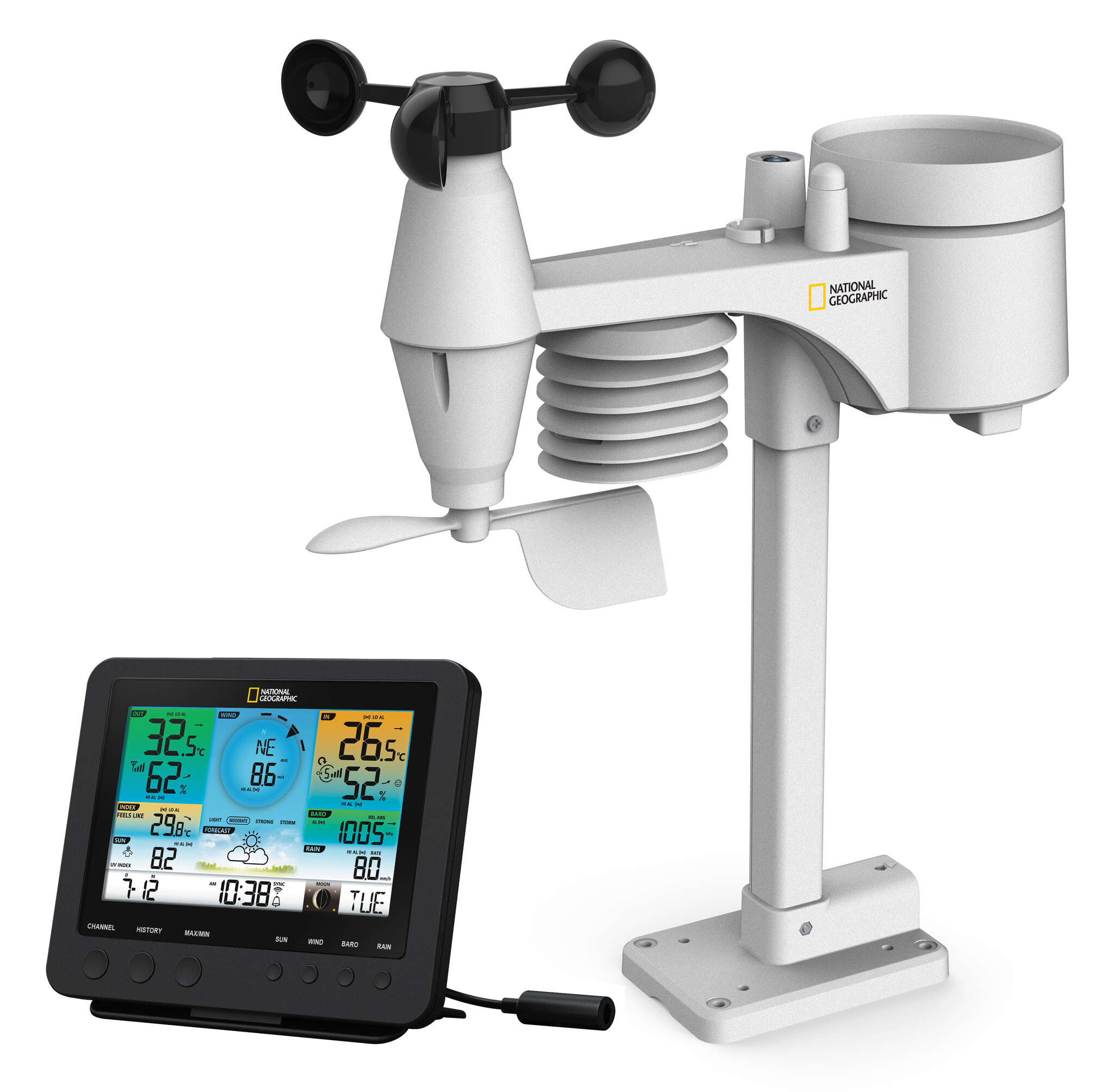 National Geographic WLAN Farbwetterstation mit 7-in-1 Profi-Sensor