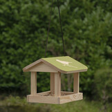 Hängendes Futterhaus mit Aufdruck