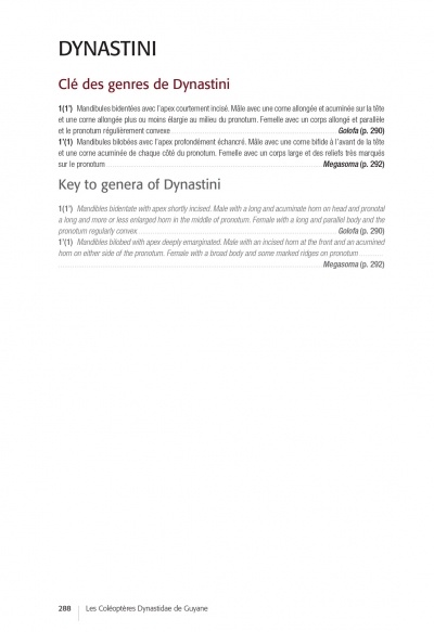 Les Coléoptères Dynastidae de Guyane - Coleoptera, Scarabaeoidea