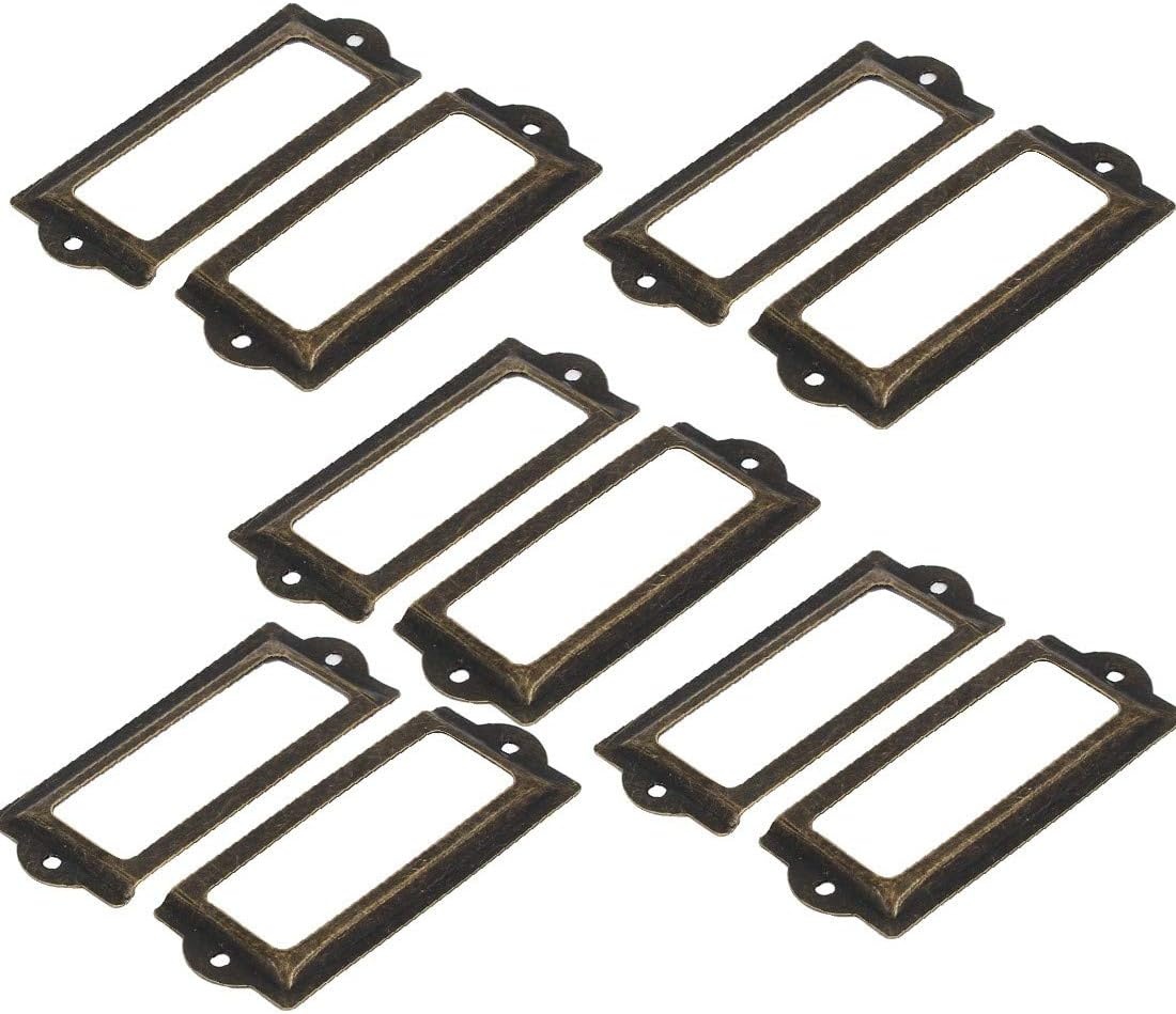 Bronze coloured metal tag holders (10x) for wooden insect boxes