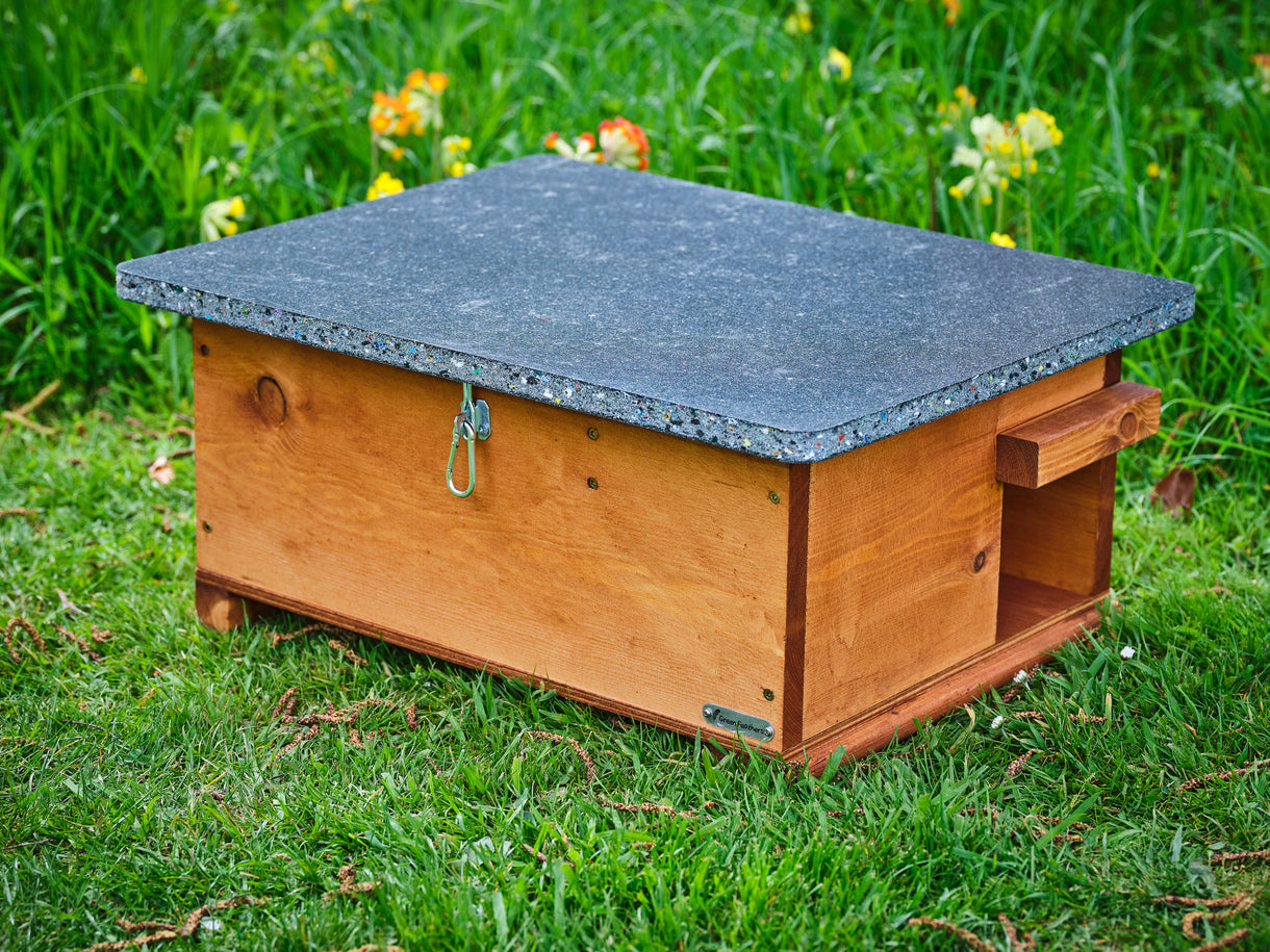 Green Feathers Handmade Wooden Hedgehog House