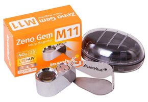 Levenhuk Klappbare Lupe Zeno Gem M11 LED+UV 40x Metall