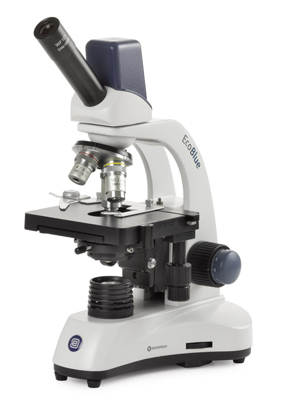 Euromex EcoBlue Monocular Microscope with built-in 5 MP camera 40x/100x/400x