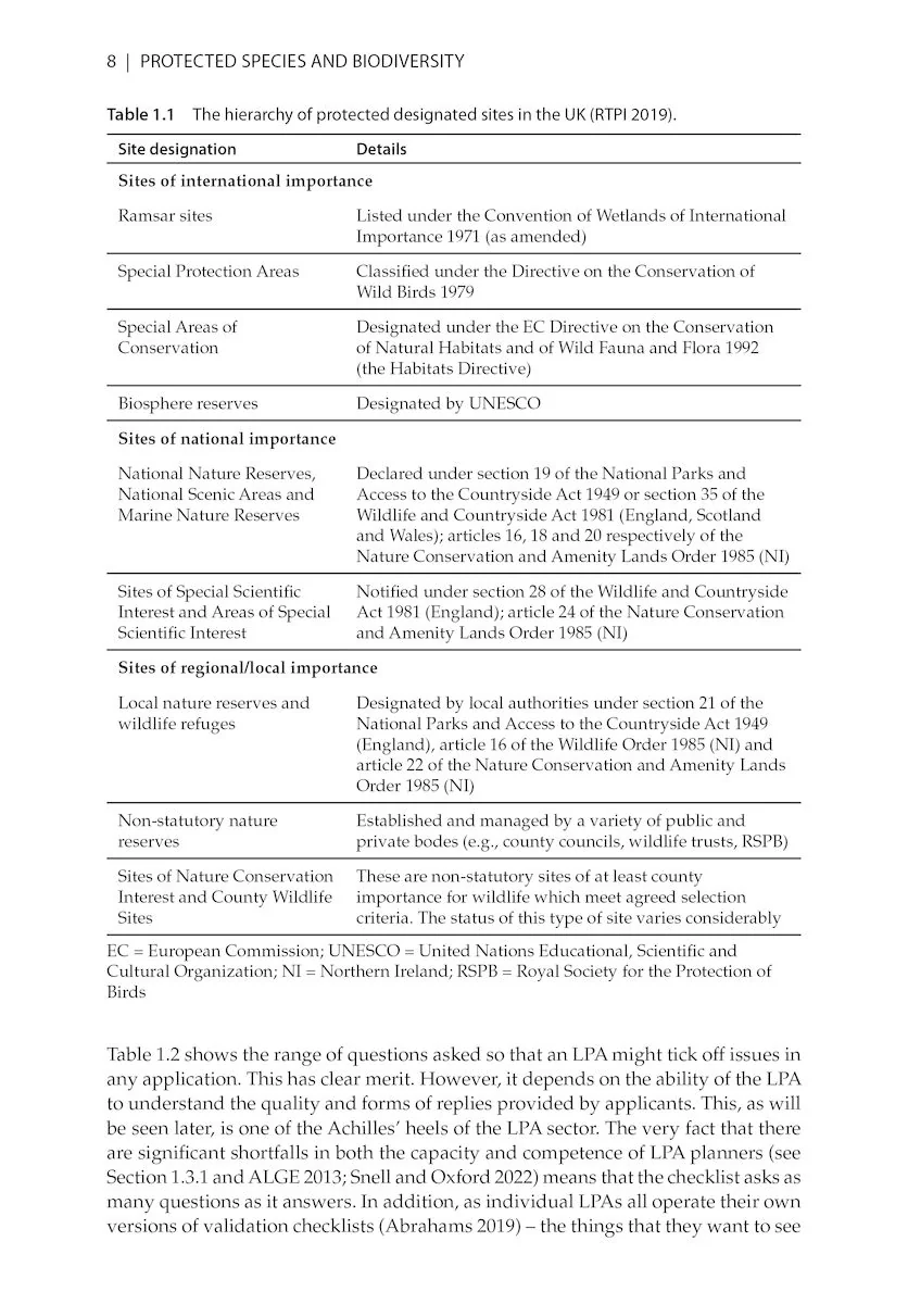 Protected Species and Biodiversity - A Guide for Planners and Ecologists
