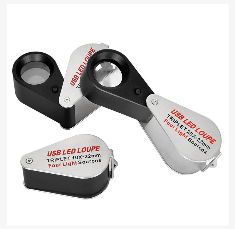 Magnifier Triplet 20x with LED and UV lighting USB