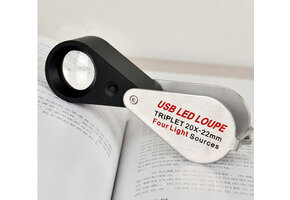 Lupe Triplet 20x mit LED- und UV-Beleuchtung USB